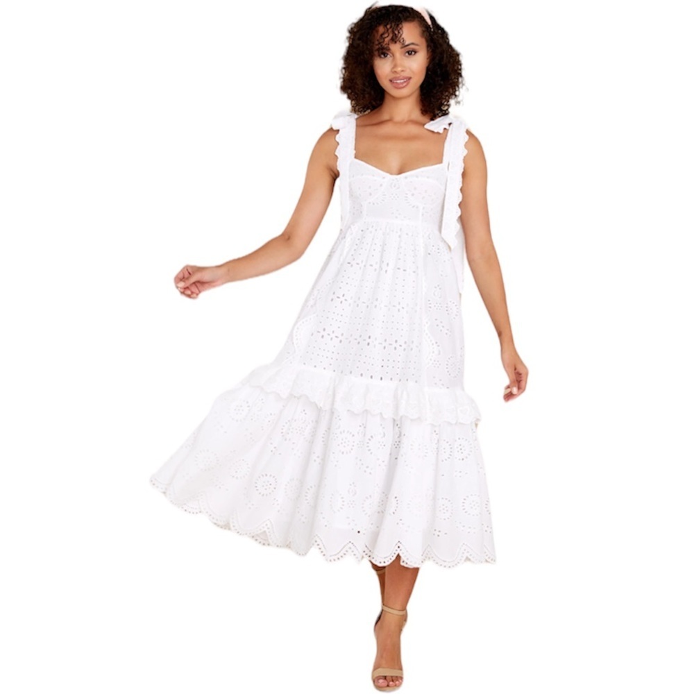LoveShackFancy Antonella White Eyelet Dress NWT
